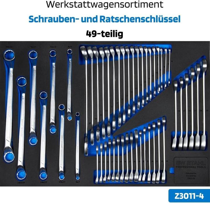 Actual product image SW-Stahl Z3111 Professional workshop trolley TT801 black I 8 drawers I 5 drawers filled I 341 parts (341 x)