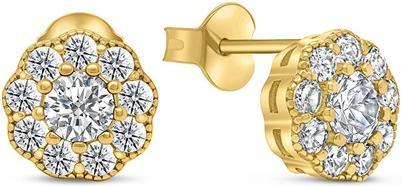 Produktbild Brilio Silver - Elegant gold-plated earrings with zircons Flowers EA331Y