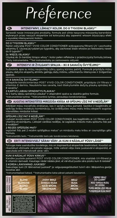 Nutritional values and ingredients L'Oréal Paris L'Oreal Preference Hair Color 3161 Magnetic Plum