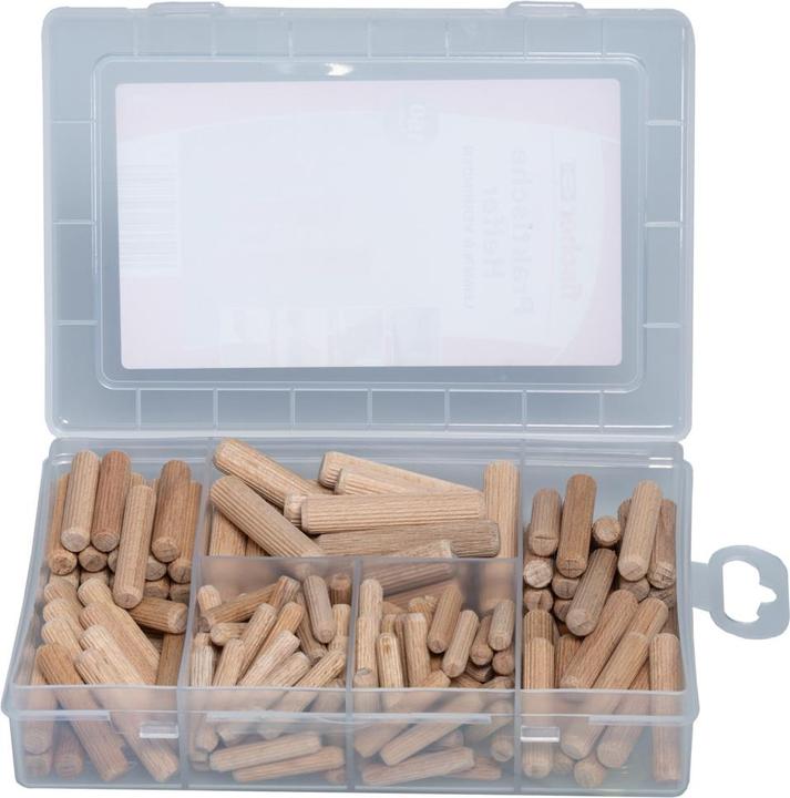 Immagine prodotto Fischer Practical helpers Glue & Connect, scatola di assortimento con 160 tasselli in legno, set per (160 pz.)