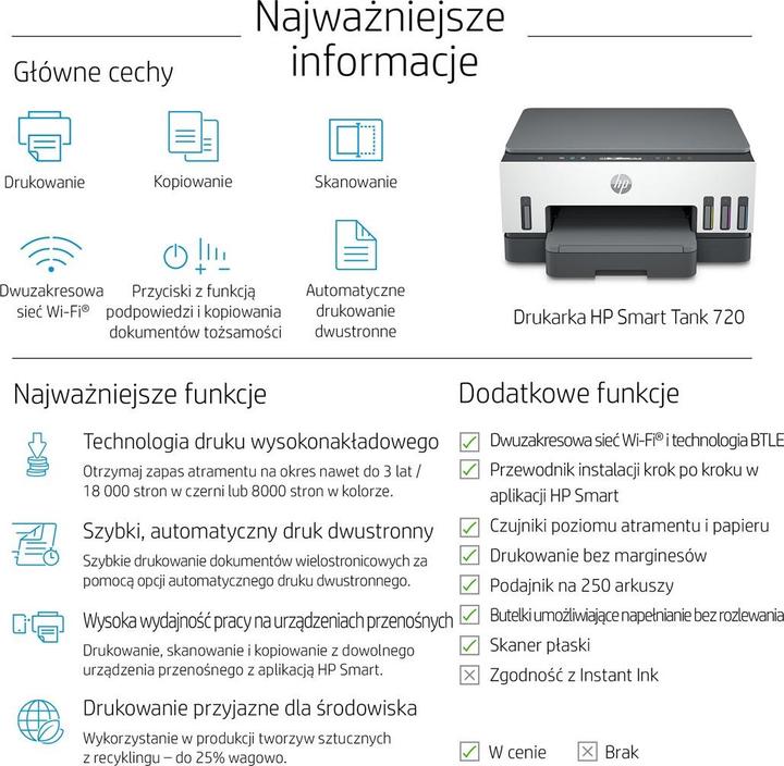 Immagine prodotto HP Smart Tank 720 Thermal Inkjet DPI al minuto WLAN (Termica diretta, Colore)