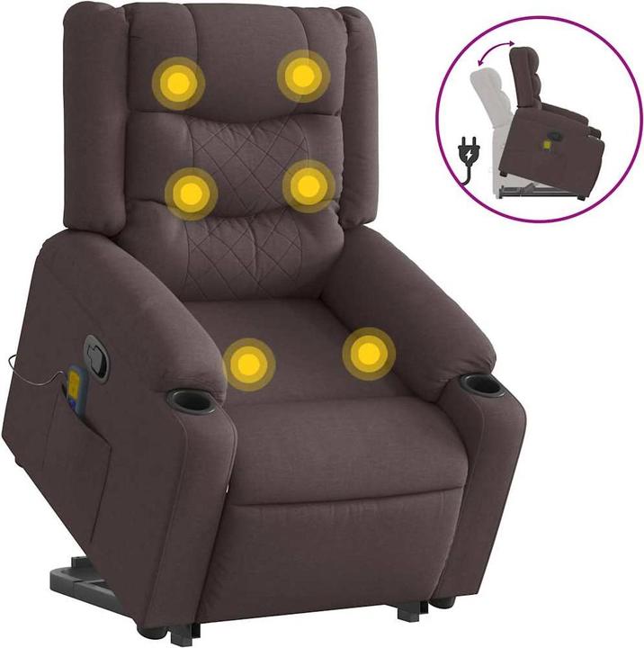 Produktbild VidaXL Massagesessel mit Aufstehhilfe Dunkelbraun Stoff