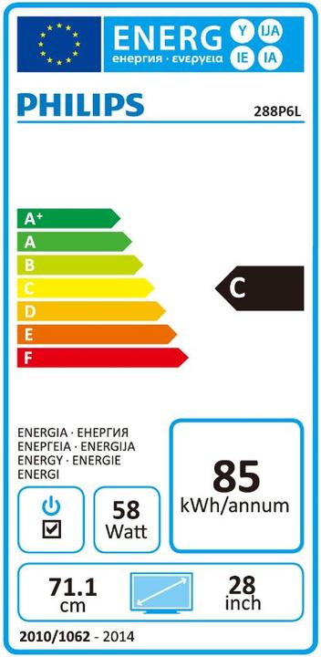 Energie-Label Philips P-line 288P6LJEB (3840 x 2160 Pixel, 28")