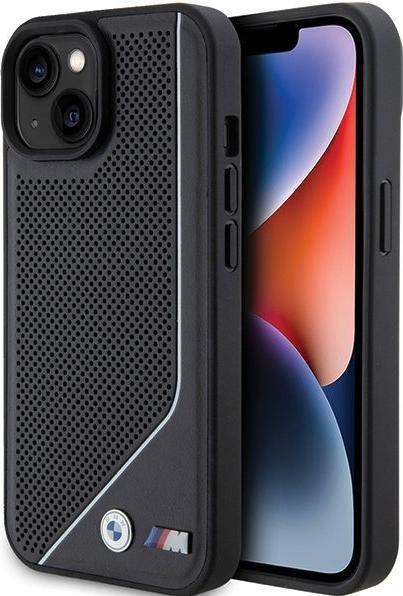 Actual product image BMW BMHMP15S23PUCPK iPhone 15 / 14 / 13 6.1" czarny/black hardcase Perforated Twisted Line MagSafe (Apple iPhone 15)