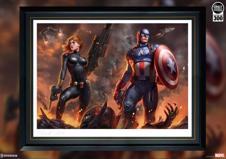 Actual product image Sideshow Marvel Comics art print "Captain America & Black Widow" 61 x 46 cm - unframed