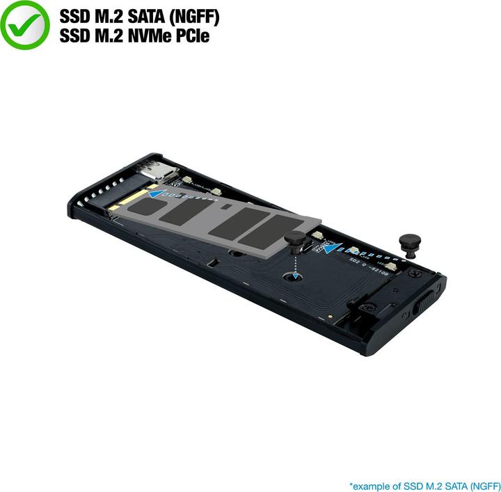 Image du produit Tooq Technology CAJA EXTERNA TQE-2221G NGFF/NVMe "SHINOBI" USB-A RGB GRIS (M.2 2280)