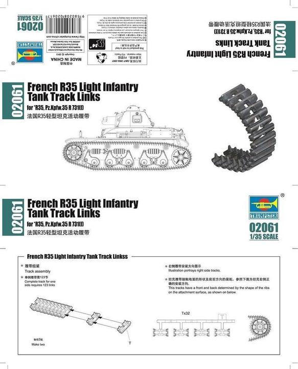 Produktbild Trumpeter French R35 Light Infantry Tank Track Lin