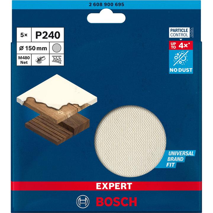 Produktbild Bosch Professional Zubehör EXPERT M480 Schleifnetz für Exzenterschleifer, 150 mm, G 240, 5 Stück (240)
