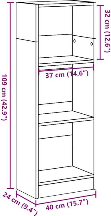 Immagine prodotto VidaXL Bücherregal Hochglanz-Weiss 40x24x109 cm Holzwerkstoff (40 x 24 x 109 cm)