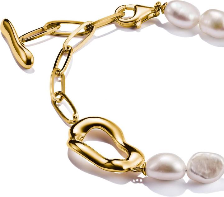Produktbild Thomas Sabo Perlenarmband Natural Beauty vergoldet (19 cm, Süsswasserzuchtperle, Sterling Silber 925)