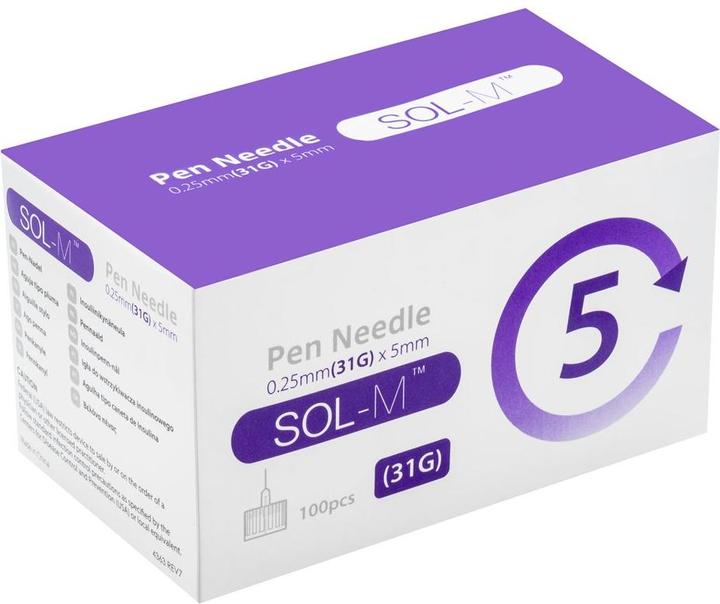 Produktbild Sol-m Pen Nadel 31G 0.25mmx5mm 100 Stk (Pen Nadeln + Einmalkanülen)