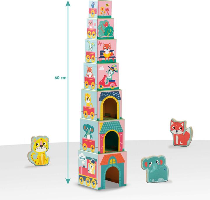 Ses Tiny Talents Stacking Blocks Tour avec des figurines d'animaux