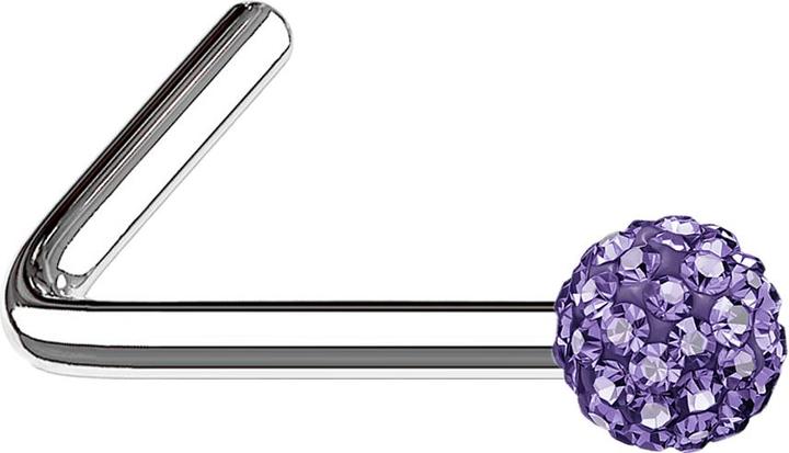 Produktbild Star Piercing Nasenstecker gewinkelt silber Kristallkugel tanzanite (ohne Messing, Chirurgenstahl 316L)