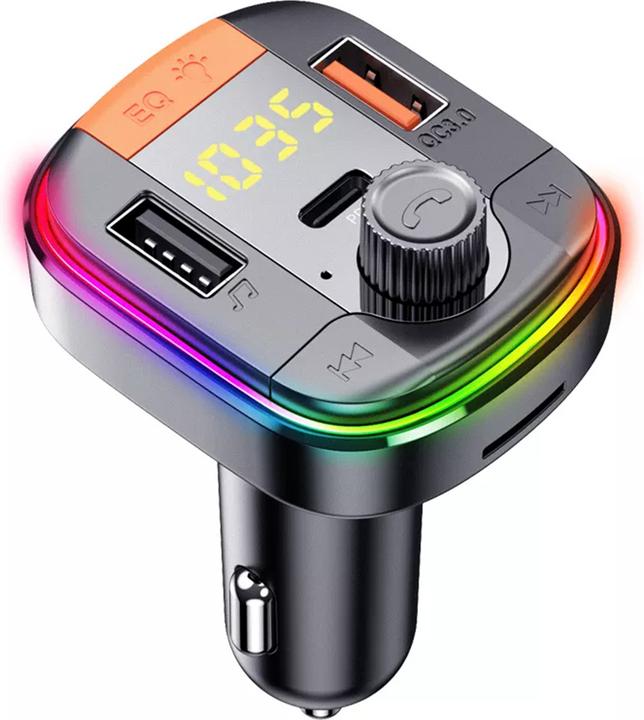 Actual product image Yesido Car charger USB Bluetooth Digital Display FM Black
