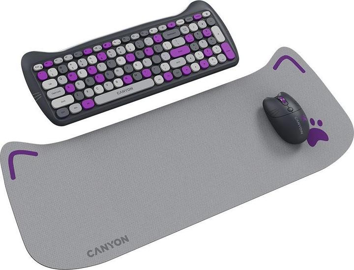Actual product image Canyon Computer keyboard HSET-W6 EN Keyboard+Mouse Kitty Edition AAA+ Wireless Violet (104 Keys)