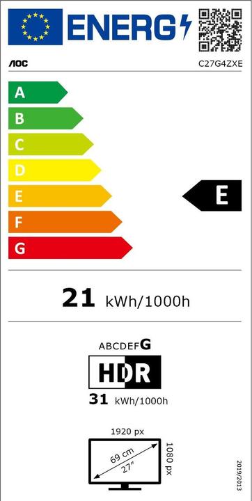 Energy Label AOC C27G4ZXE (1920 x 1080 pixels, 27")