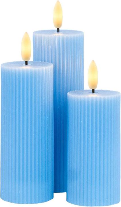 Image du produit Sirius Set de bougies LED Smilla, Ø 5 cm, bleu, 3 pièces, rechargeables (3 x)