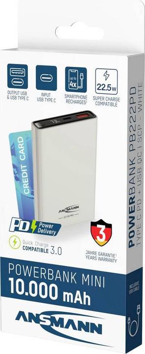 Produktbild Ansmann PB222PD (10000 mAh, 22.50 W, 37.37 Wh)