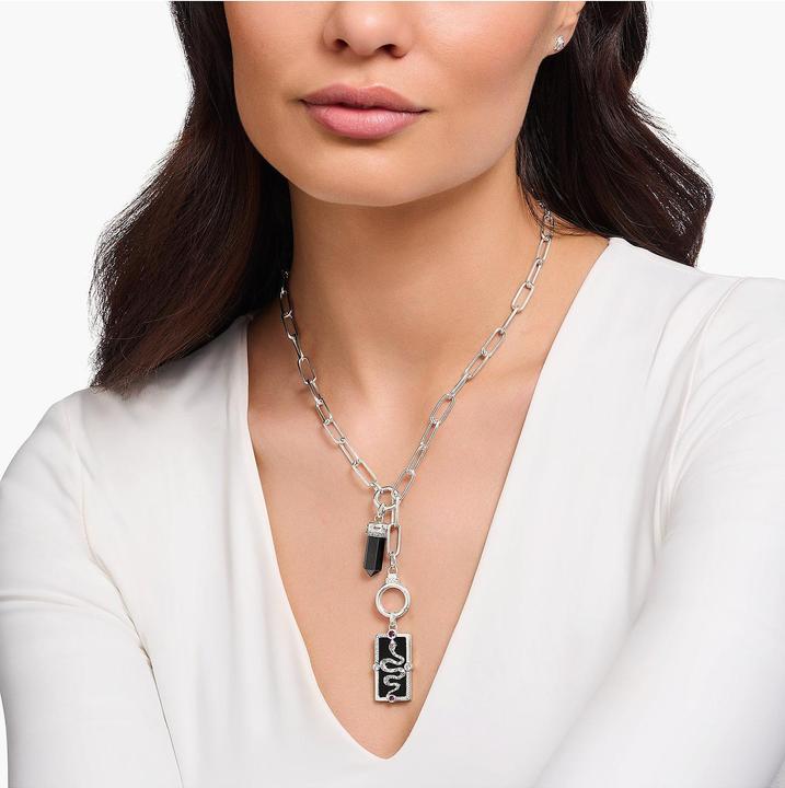 Immagine prodotto Thomas Sabo Ciondolo a catena Snake con smalto nero a freddo e pietre colorate Argento (Argento 925, Smalto/argento, Smalto)