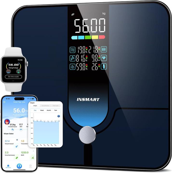 Produktbild Insmart Smart Personenwaage mit App & Bluetooth (227 kg)