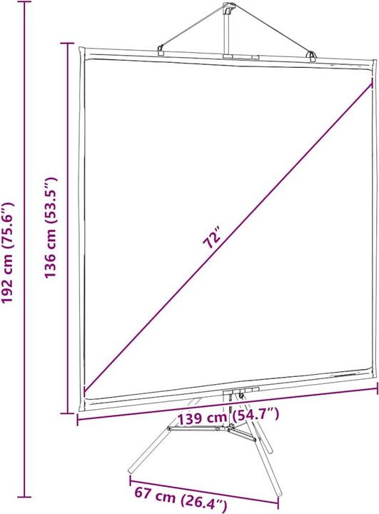 Image du produit VidaXL Écran de projection avec trépied 72 pouces 1:1 Écran de projection (72", 1:1)