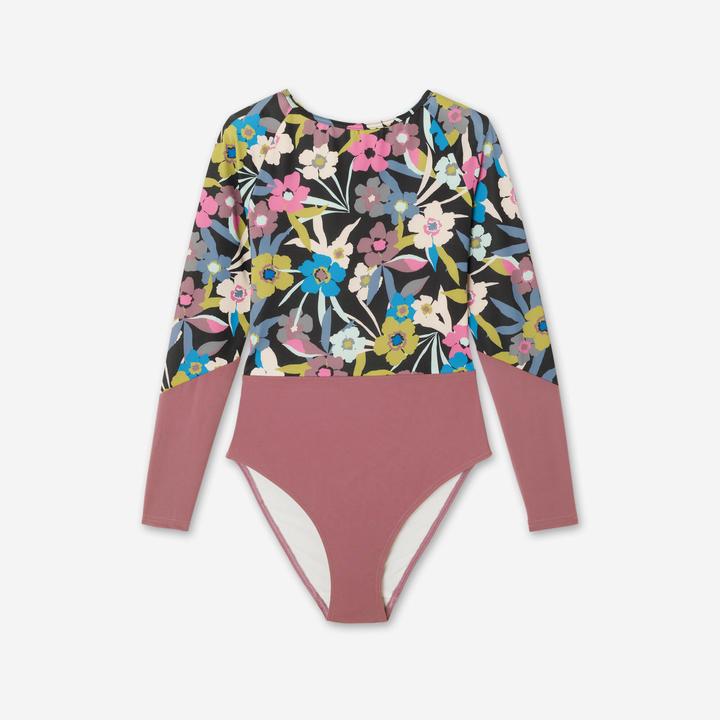 Immagine prodotto Olaian Badeanzug Surfen Damen langarm Mary Azalea violett geblümt (XL)