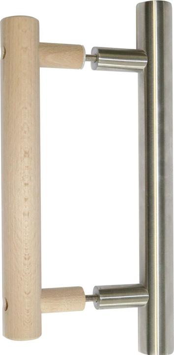 Sentiotec Türgriffe-Set Edelstahl, Edelstahl aussen, Holz innen
