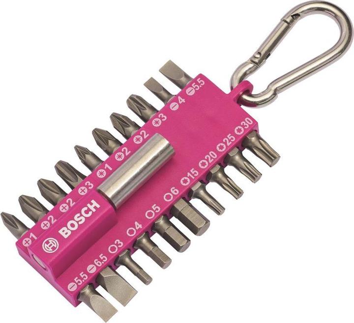Bosch Zubehör 21-teiliges Schrauberbit-Set mit Snap-hook, Pink (Innensechsrund TX M20, Innensechsrund TX M30, Innensechsrund TX M15, Innensechsrund TX M25, Kreuz Phillips PH M1, Kreuz Phillips PH M2, Kreuz Pozidriv PZ M1, Kreuz Pozidriv PZ M2, Kreuz Phillips PH M3, Kreuz Pozidriv PZ M3)