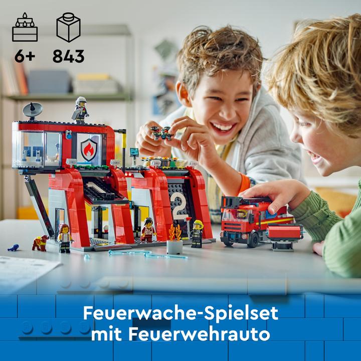 Immagine prodotto LEGO 60414 Stazione dei vigili del fuoco con autoscala a piattaforma girevole (60414, LEGO City)