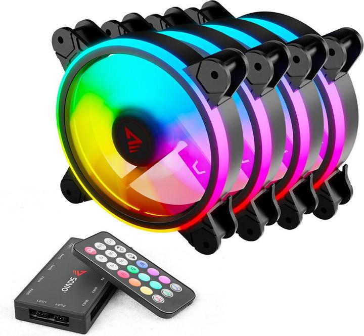 Actual product image Savio Wentylator FAN-01 4-pack 120mm ARGB wraz kontrolerem oraz pilotem (120 mm, 1 x)