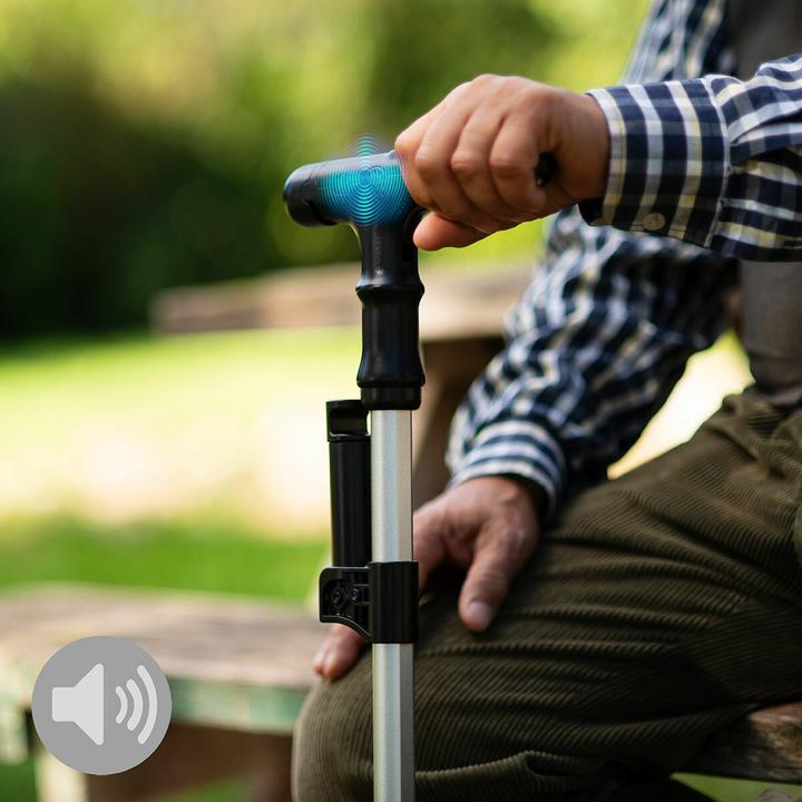 Actual product image InnovaGoods Extendable walking stick with LED light, alarm and mechanical gripper handle