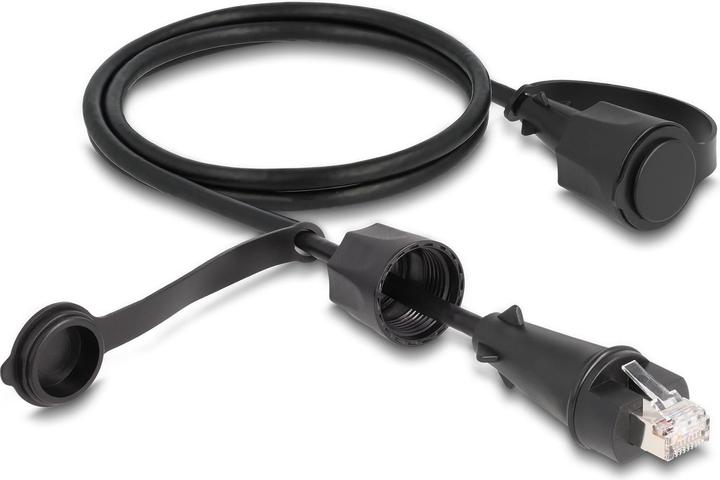 Image du produit Delock Câble réseau RJ45 à RJ45 Cat.6 STP avec capuchon d'étanchéité Extérieur IP68 poussière et humidité (S/UTP, CAT6, 1 m)