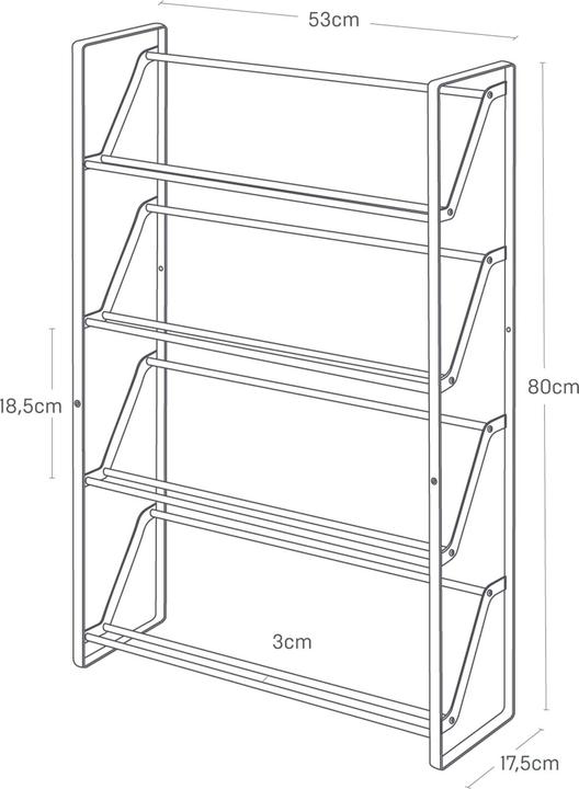 Produktbild Yamazaki 4-stöckiges schmales Schuhregal FRAME (53 x 17.5 x 80 cm)