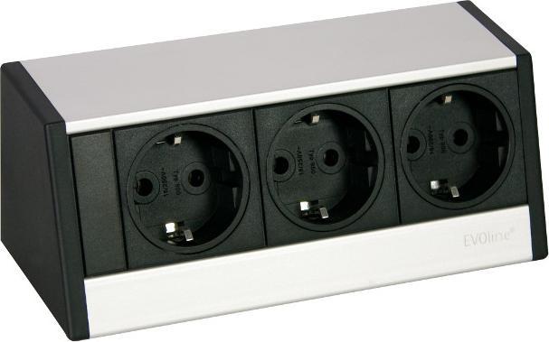 Produktbild Evoline R-Dock small Tischanschlussfeld 3-fach Steckdose, silber (3 x)