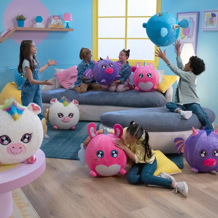 Actual product image Moose Biggies inflatable unicorn rainbow soft toy