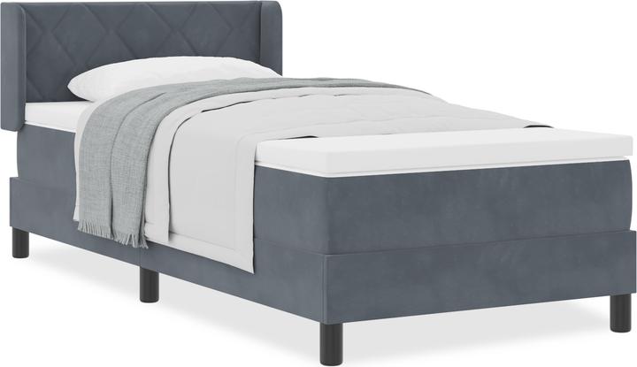 Produktbild VidaXL Boxspringbett mit Matratze Dunkelgrau 90x200 cm Samt (90 x 200 cm)