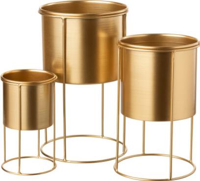 Actual product image J-Line Flowerpot On Foot Metal Gold Large