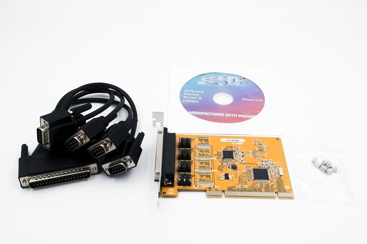 Actual product image Exsys PCI card 4S RS-232 w.Octopus cable