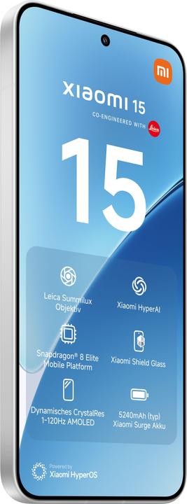 Produktbild Xiaomi 15 (512 GB, White, 6.36", Dual SIM, 50 Mpx, 5G)