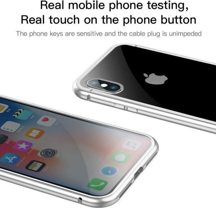 Immagine prodotto Baseus iPhone X Magnetic Aluminium Protective Case Glass BackSilver (Apple iPhone X)