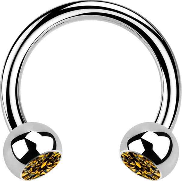 Immagine prodotto Star Piercing Micro Circular Barbell in argento con due sfere di cristallo topazio (senza ottone, Acciaio chirurgico 316L)