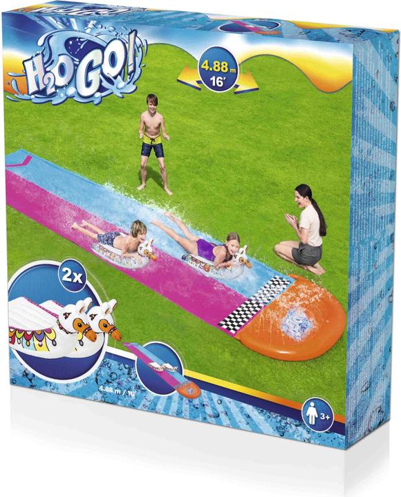 Produktbild Bestway 2er-Wasserrutsche mit aufblasbaren Lama-Schwimmtieren