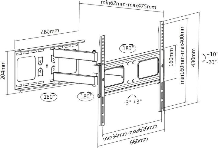 Produktbild equip TV-Wandhalterung (Wand, 70", 50 kg)