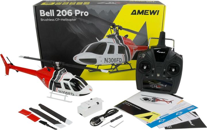 Actual product image Amewi Bell 206 Pro Brushless CP-Helikopter 6G