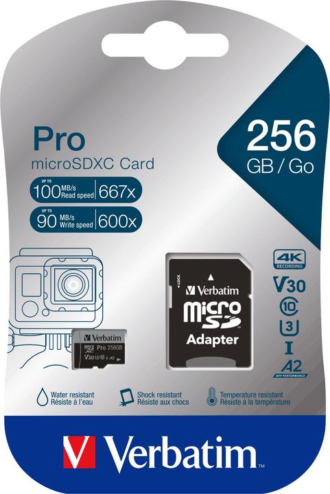 Image du produit Verbatim microSDXC-Card (256 Go, microSDXC, U3, UHS-I)