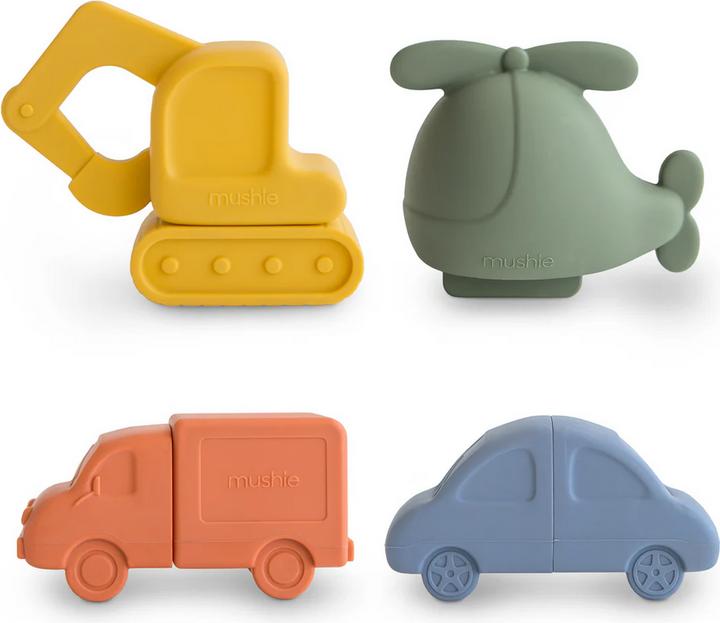 Actual product image Mushie Bath play set vehicles