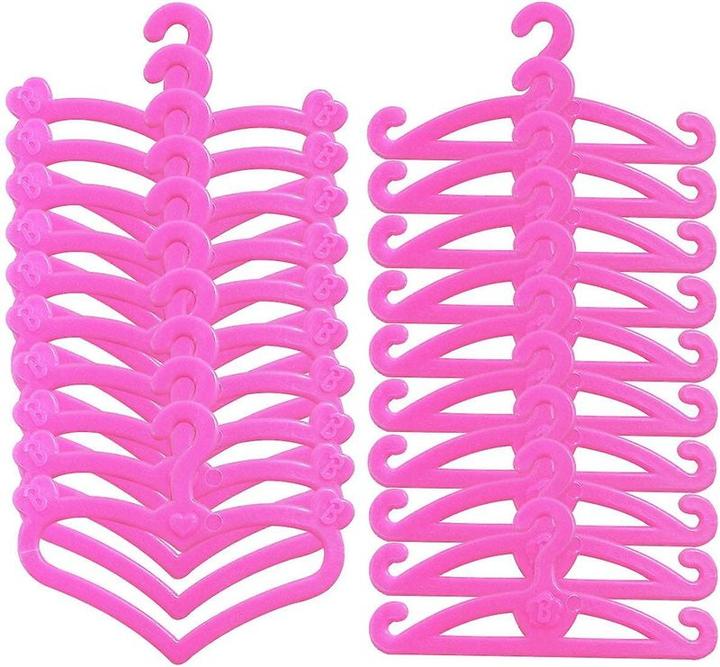 Image du produit Hermex 20 cintres pour Barbie Porte-manteaux poupée rose Accessoires