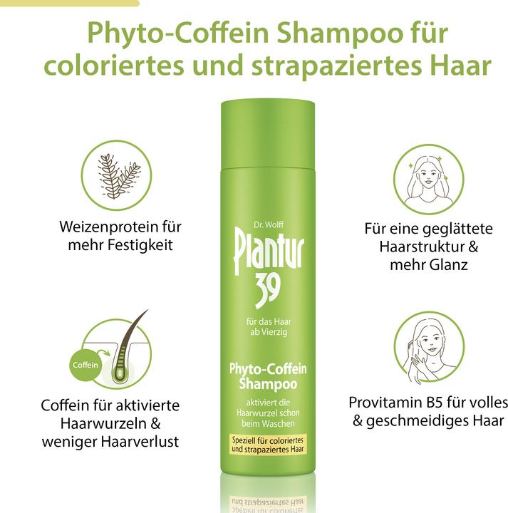 Immagine prodotto Plantur 39 Shampoo alla caffeina, specialmente per capelli colorati e danneggiati (250 ml, Shampoo liquido)