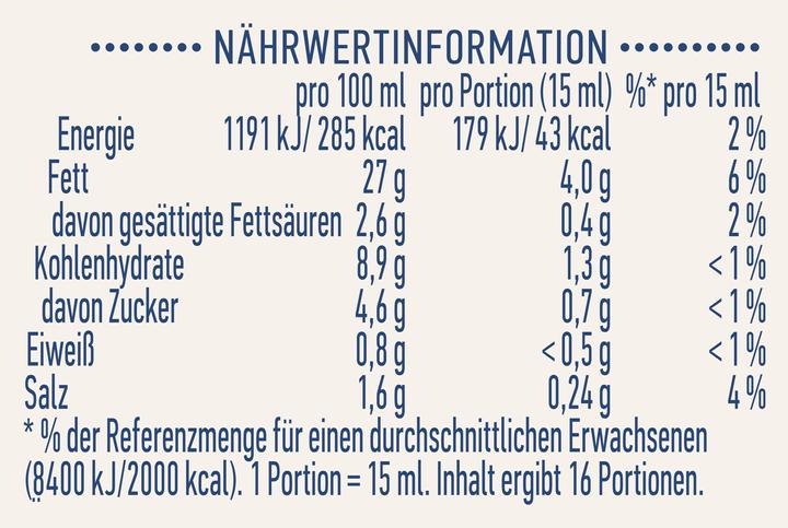 Valori nutrizionali e ingredienti Hellmann's Nota di Trueffel (284 g)