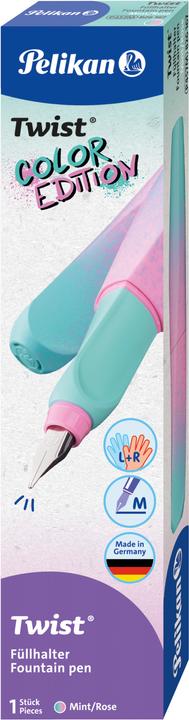 Actual product image Pelikan Füllhalter (Patronenfüllsystem) Twist® Color Edition Füller für Rechts- und Linkshänder, min (Mint, Rose, 1 x)